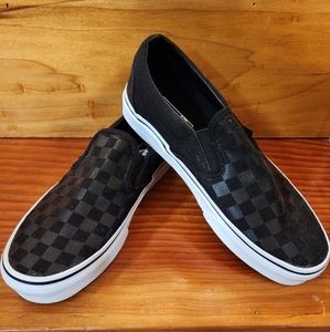 Vans Black Checkerboard Slip Ons